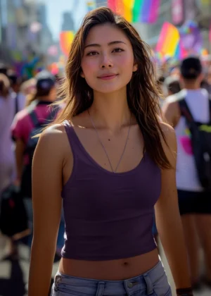 Female model wearing Purple solid 180 GSM cotton crop tank top, sleeveless slim fit, Befiqr Style
