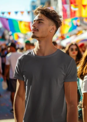 Steel Grey T-Shirt on Male Model - Premium 180 GSM Cotton Classy Tee by Befiqr Style